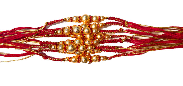 Pack of 12 Rakshabandhan Rakhis - Bulk Rakhis - Golden beads